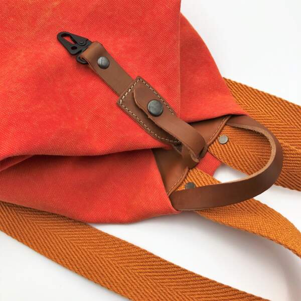ARROW BACKPACK orange canvas – leather