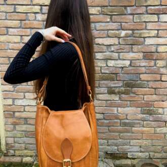 DROP SHOULDER BAG  camel leather
