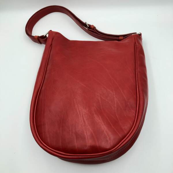 DROP SHOULDER BAG  red leather