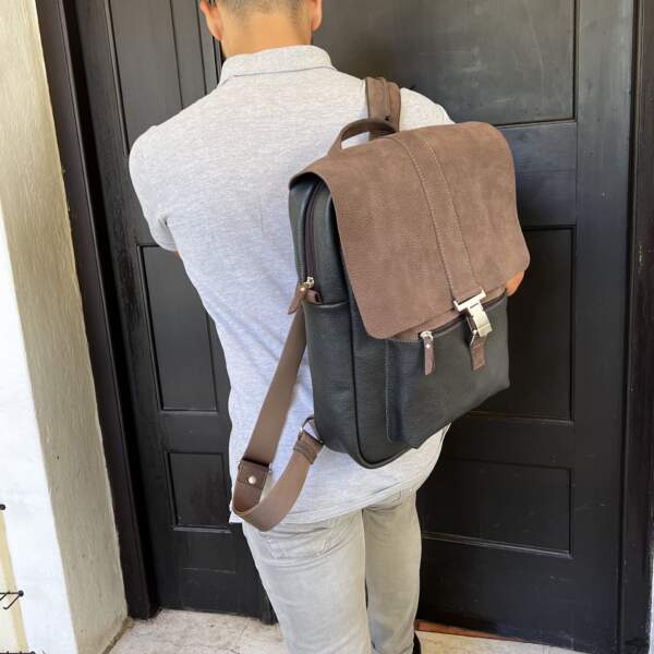 ISTIO BACKPACK black- brown leather