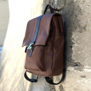 ISTIO BACKPACK  tabac waxed canvas – leather