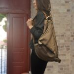 KALLIOPE BACKPACK brown-striped canvas – leather