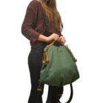 KATERINA BACKPACK green canvas – leather