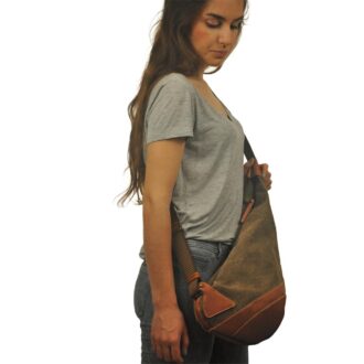 KORINA SLING BAG light brown canvas – leather