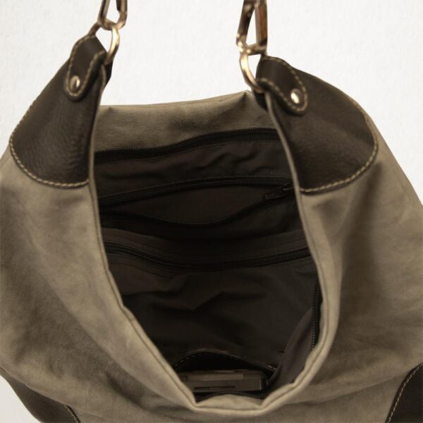 MARIANTHI SHOULDER BAG brown taupe canvas – leather