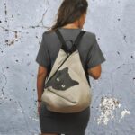 MINOUCHE BACKPACK light grey canvas – leather
