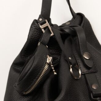 KEY RING | BRACELET mini BELT BAG black leather