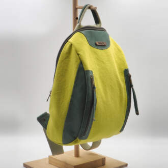 Handmade yellow canvas-leather backpack