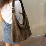 PENELOPE SHOULDER BAG brown patterned canvas – leather
