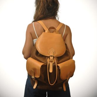 TANIA BACKPACK tabac patterned suede leather