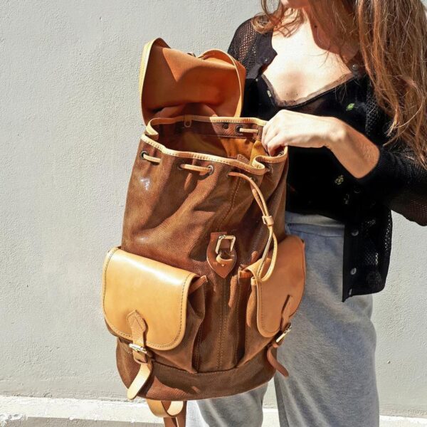 TANIA BACKPACK tabac patterned suede leather