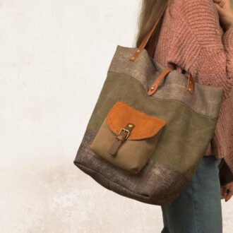 TOULOUSE SHOPPING BAG brown canvas – leather