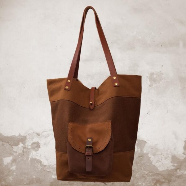 TOULOUSE SHOPPING BAG tabac canvas – leather