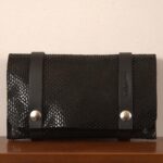 TWIN WALLET shiny black leather