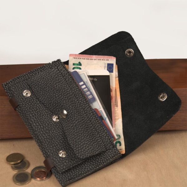 TWIN WALLET grey leather